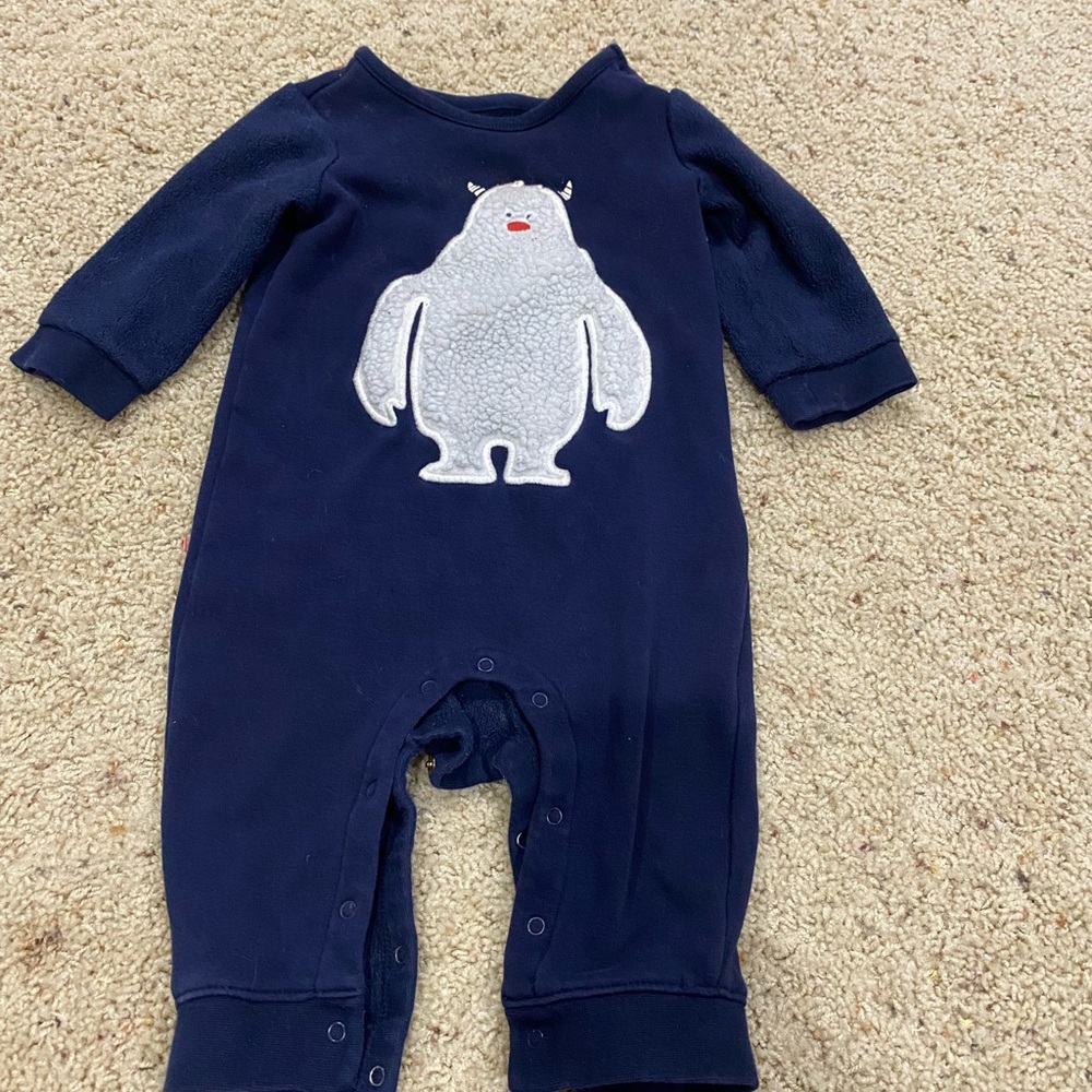 GAP Navy Blue Kids Footie with Monster Design